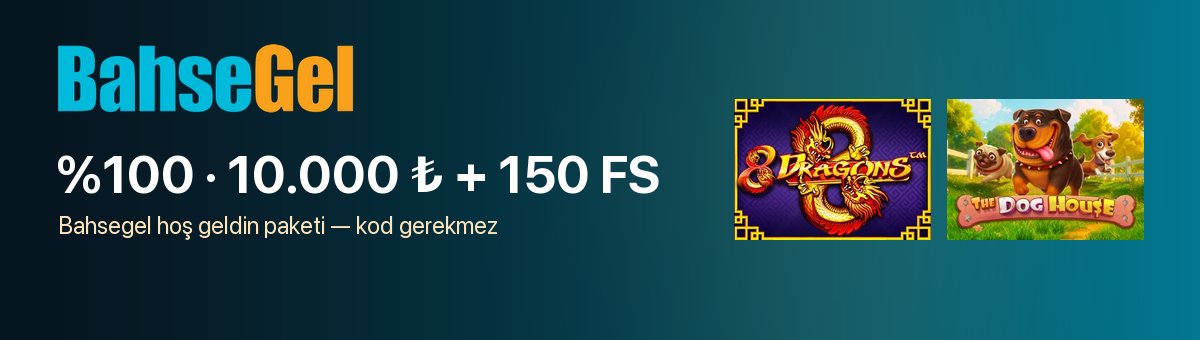 Bahsegel hoş geldin bonusu %100 10.000 ₺ + 150 freespin